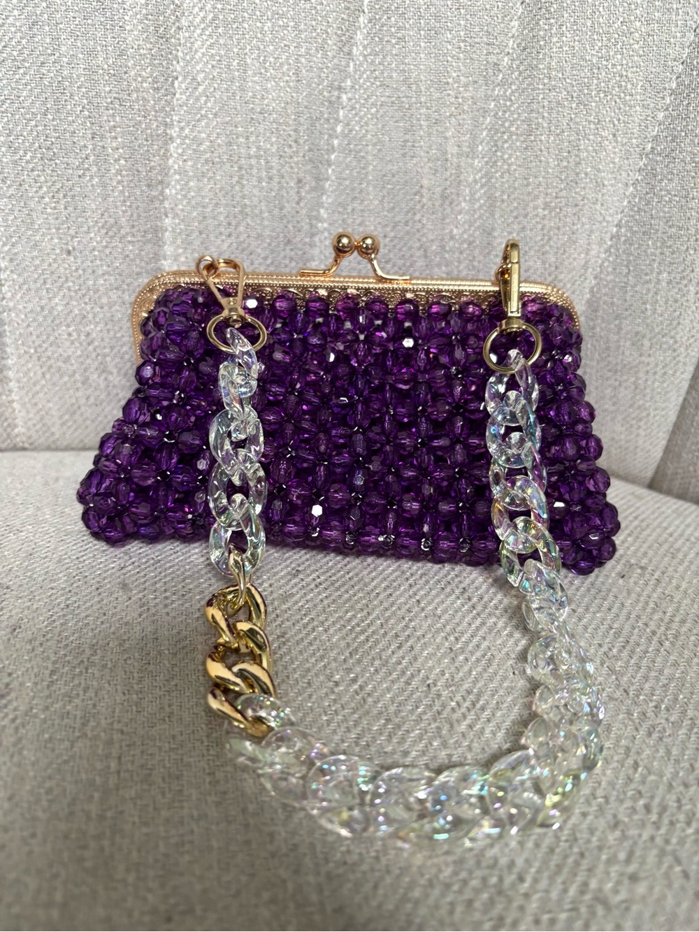 Custom Dark Purple Acrylic Beaded handbag